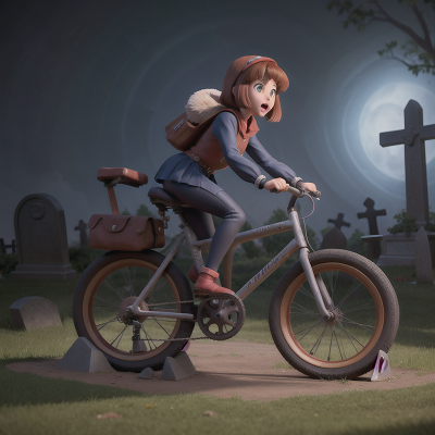 Image For Post Anime, bicycle, knight, haunted graveyard, bear, teleportation device, HD, 4K, AI Generated Art