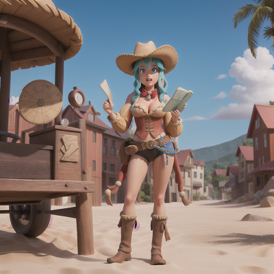 Image For Post Anime, wild west town, queen, statue, beach, map, HD, 4K, AI Generated Art