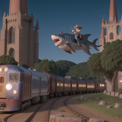 Image For Post Anime, train, cowboys, force field, cathedral, shark, HD, 4K, AI Generated Art