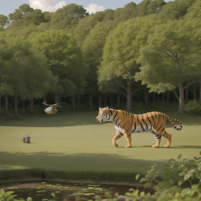 Image For Post Anime, helicopter, tiger, forest, park, dancing, HD, 4K, AI Generated Art