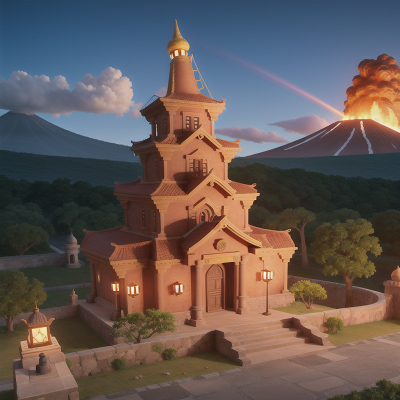 Image For Post Anime, volcano, castle, fish, temple, ancient scroll, HD, 4K, AI Generated Art