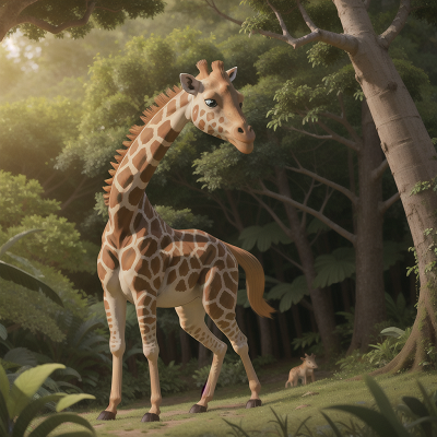 Image For Post Anime, giraffe, camera, forest, witch, jungle, HD, 4K, AI Generated Art