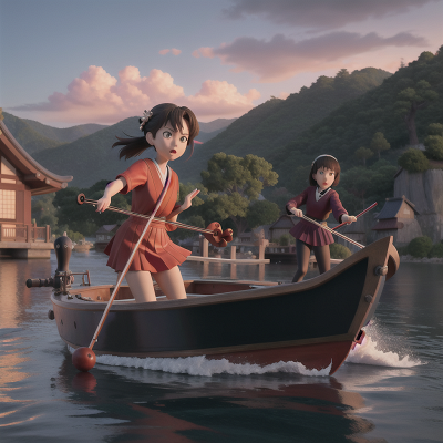 Image For Post Anime, boat, force field, violin, suspicion, samurai, HD, 4K, AI Generated Art