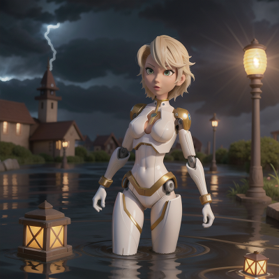 Image For Post Anime, storm, cyborg, lamp, flood, princess, HD, 4K, AI Generated Art