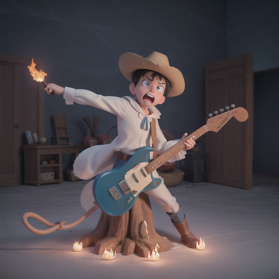Image For Post Anime, ghostly apparition, electric guitar, cowboys, anger, sled, HD, 4K, AI Generated Art