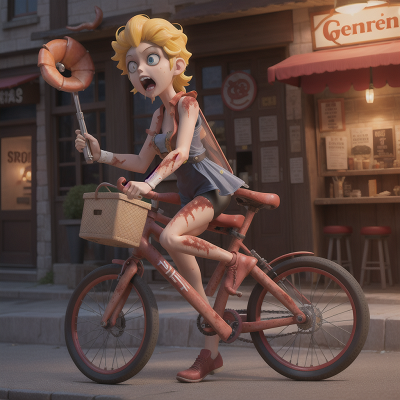Image For Post Anime, zombie, bicycle, seafood restaurant, saxophone, energy shield, HD, 4K, AI Generated Art