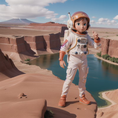Image For Post Anime, river, desert, astronaut, volcano, clock, HD, 4K, AI Generated Art