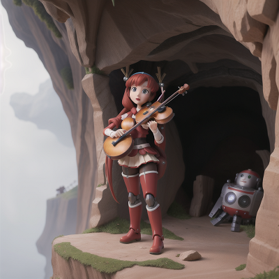 Image For Post Anime, robot, helicopter, cave, violin, accordion, HD, 4K, AI Generated Art