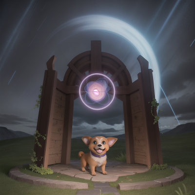 Image For Post Anime, dog, teleportation device, storm, witch, magic portal, HD, 4K, AI Generated Art