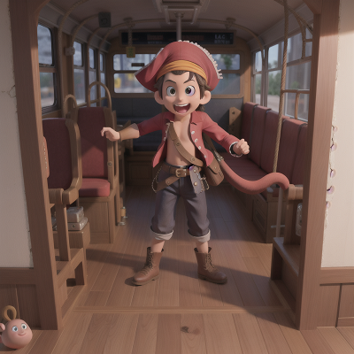 Image For Post Anime, monkey, bus, hidden trapdoor, pirate, thunder, HD, 4K, AI Generated Art
