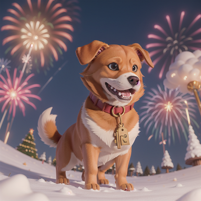 Image For Post Anime, dog, fireworks, vampire, snow, key, HD, 4K, AI Generated Art