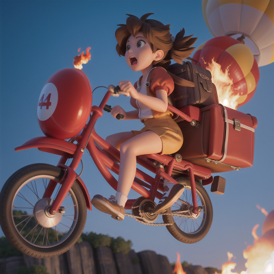Image For Post Anime, fire, balloon, singing, bicycle, helicopter, HD, 4K, AI Generated Art