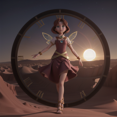 Image For Post Anime, clock, solar eclipse, desert oasis, betrayal, fairy, HD, 4K, AI Generated Art