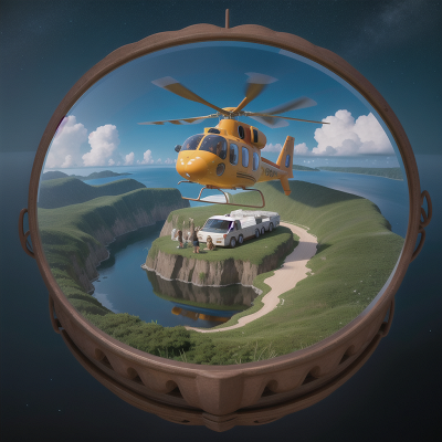 Image For Post Anime, enchanted mirror, helicopter, island, river, stars, HD, 4K, AI Generated Art