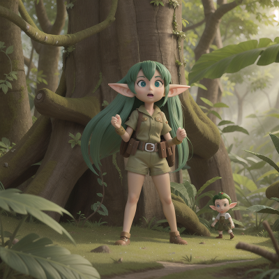 Image For Post Anime, detective, jungle, elf, forest, cyborg, HD, 4K, AI Generated Art
