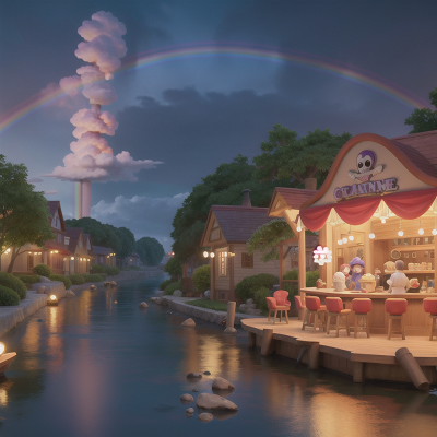 Image For Post Anime, ice cream parlor, treasure, river, rainbow, pirate, HD, 4K, AI Generated Art