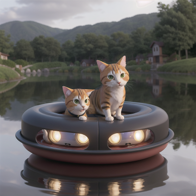 Image For Post Anime, cat, enchanted mirror, hovercraft, earthquake, detective, HD, 4K, AI Generated Art