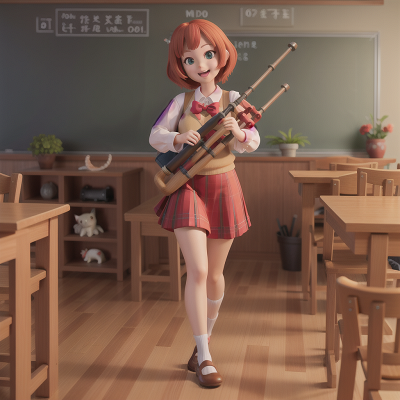 Image For Post Anime, teacher, joy, bagpipes, seafood restaurant, cat, HD, 4K, AI Generated Art