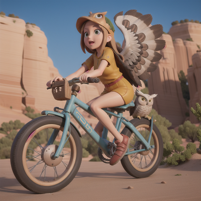 Image For Post Anime, statue, bicycle, owl, harp, desert, HD, 4K, AI Generated Art