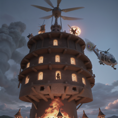 Image For Post Anime, tornado, tribal warriors, castle, pirate, helicopter, HD, 4K, AI Generated Art