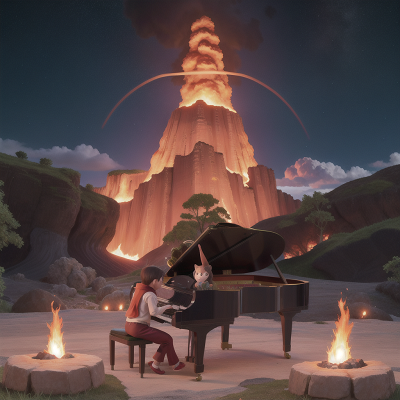Image For Post Anime, volcanic eruption, piano, tiger, space, cursed amulet, HD, 4K, AI Generated Art