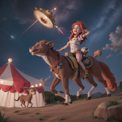 Image For Post Anime, chimera, space station, centaur, circus, meteor shower, HD, 4K, AI Generated Art