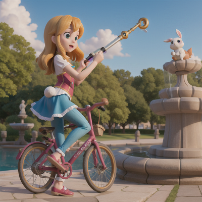 Image For Post Anime, fountain, magic wand, rabbit, bicycle, fish, HD, 4K, AI Generated Art