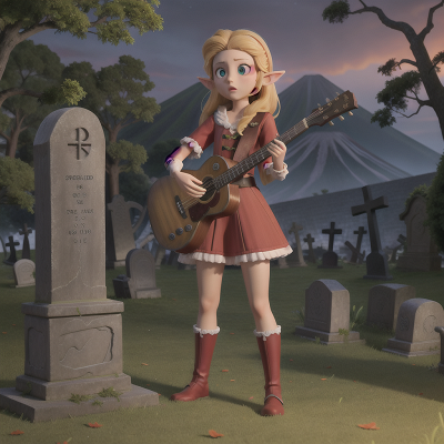 Image For Post Anime, confusion, musician, elf, haunted graveyard, volcano, HD, 4K, AI Generated Art