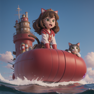Image For Post Anime, hero, submarine, book, princess, cat, HD, 4K, AI Generated Art