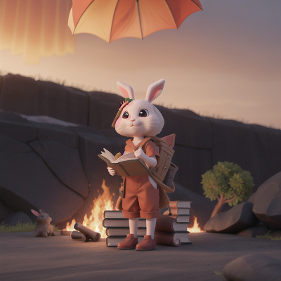 Image For Post Anime, rabbit, umbrella, lava, book, mechanic, HD, 4K, AI Generated Art