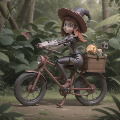 Image For Post Anime, jungle, haunted mansion, bicycle, robot, witch, HD, 4K, AI Generated Art