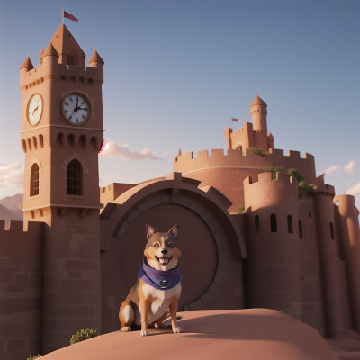 Image For Post Anime, dog, clock, castle, ninja, desert, HD, 4K, AI Generated Art