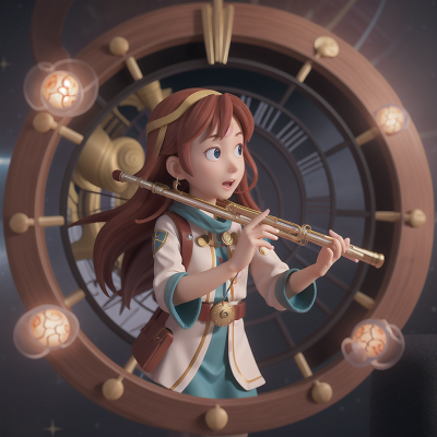Image For Post Anime, clock, celebrating, space station, flute, cursed amulet, HD, 4K, AI Generated Art