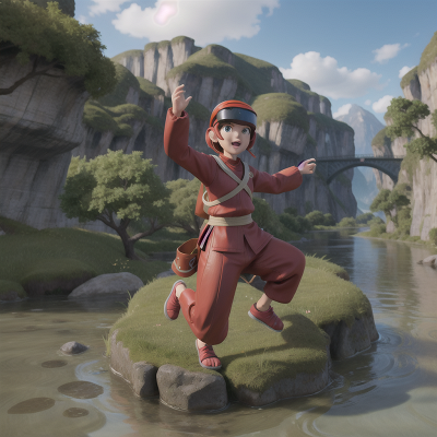 Image For Post Anime, virtual reality, mountains, river, ninja, swamp, HD, 4K, AI Generated Art