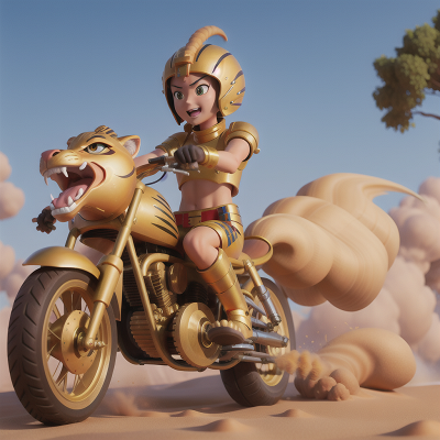 Image For Post Anime, pharaoh, golden egg, motorcycle, sandstorm, sabertooth tiger, HD, 4K, AI Generated Art