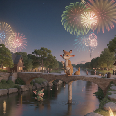 Image For Post Anime, fireworks, river, confusion, goblin, kangaroo, HD, 4K, AI Generated Art