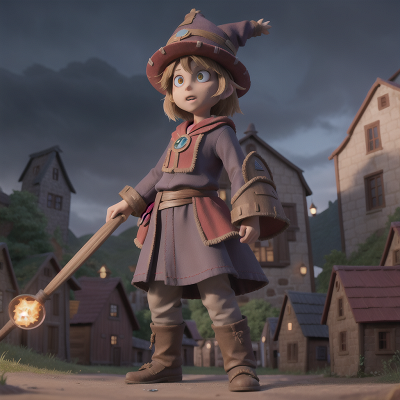 Image For Post Anime, village, wizard's hat, shield, zombie, bravery, HD, 4K, AI Generated Art