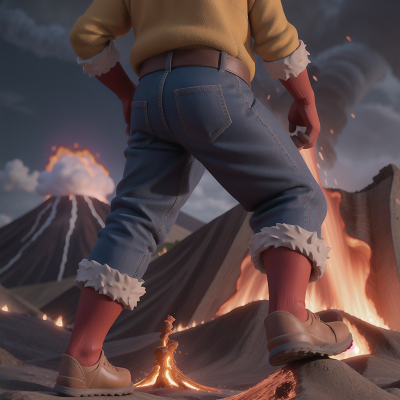 Image For Post Anime, volcano, bigfoot, earthquake, thunder, scientist, HD, 4K, AI Generated Art