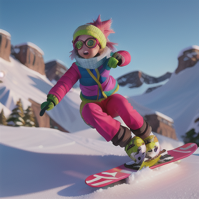 Image For Post | Anime, manga, Feisty snowboarding champion, neon-green hair with a bandana, carving her way down a treacherous winter mountainside, catching air off a snow-covered ramp, rival snowboarders in hot pursuit, vibrant snowboarding gear and goggles, sharp and action-oriented anime style, an energetic and competitive vibe - [AI Art, Anime Snowy Landscape ](https://hero.page/examples/anime-snowy-landscape-stable-diffusion-prompt-library)