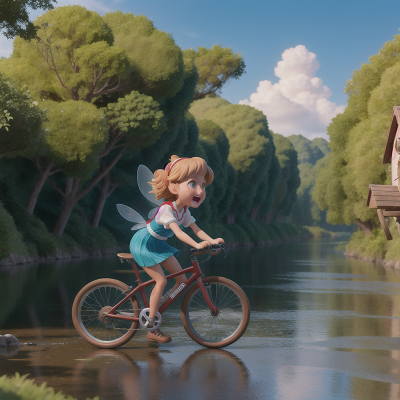 Image For Post Anime, island, bicycle, fairy dust, river, crying, HD, 4K, AI Generated Art