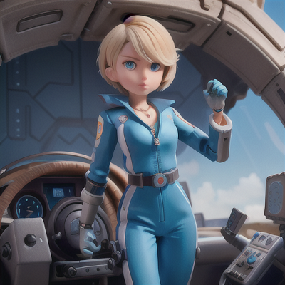 Image For Post Anime Art, Mecha pilot prodigy, short blonde hair and intense blue eyes, inside a cutting-edge cockpit