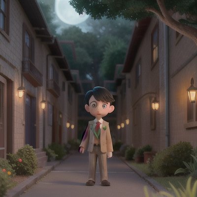 Image For Post Anime Art, Unassuming protagonist, black short hair and green eyes, outside a school building