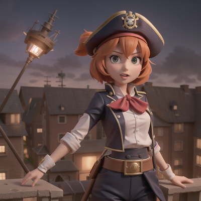 Image For Post Anime, police officer, queen, pirate, city, force field, HD, 4K, AI Generated Art