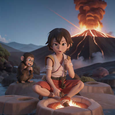 Image For Post | Anime, sushi, drought, bravery, volcanic eruption, monkey, HD, 4K, Anime, Manga - [AI Anime Generator](https://hero.page/app/imagine-heroml-text-to-image-generator/La6u0DkpcDoVzpxUPzlf), Upscaled with [R-ESRGAN 4x+ Anime6B](https://github.com/xinntao/Real-ESRGAN/blob/master/docs/anime_model.md)