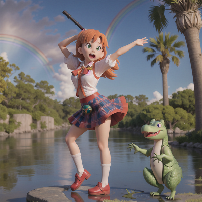 Image For Post Anime, bagpipes, alligator, drought, rainbow, dancing, HD, 4K, AI Generated Art