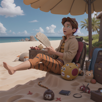 Image For Post Anime, treasure, doctor, tiger, beach, holodeck, HD, 4K, AI Generated Art