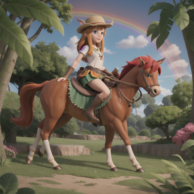 Image For Post Anime, farmer, centaur, thunder, jungle, rainbow, HD, 4K, AI Generated Art