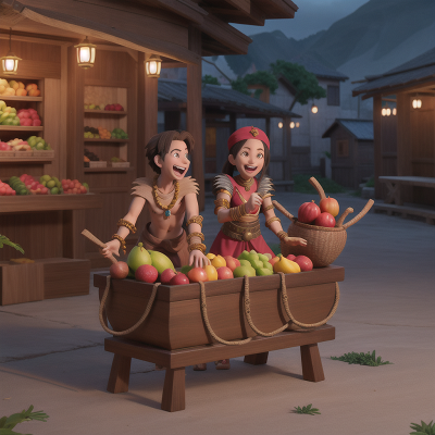 Image For Post Anime, fruit market, laughter, cursed amulet, vampire's coffin, mummies, HD, 4K, AI Generated Art
