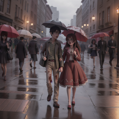 Image For Post Anime, romance, umbrella, city, zombie, ghost, HD, 4K, AI Generated Art