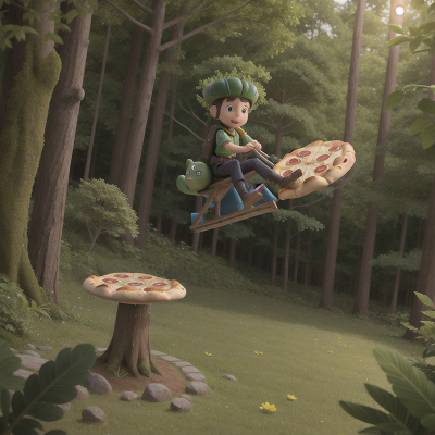 Image For Post Anime, flying carpet, forest, pizza, alien, police officer, HD, 4K, AI Generated Art